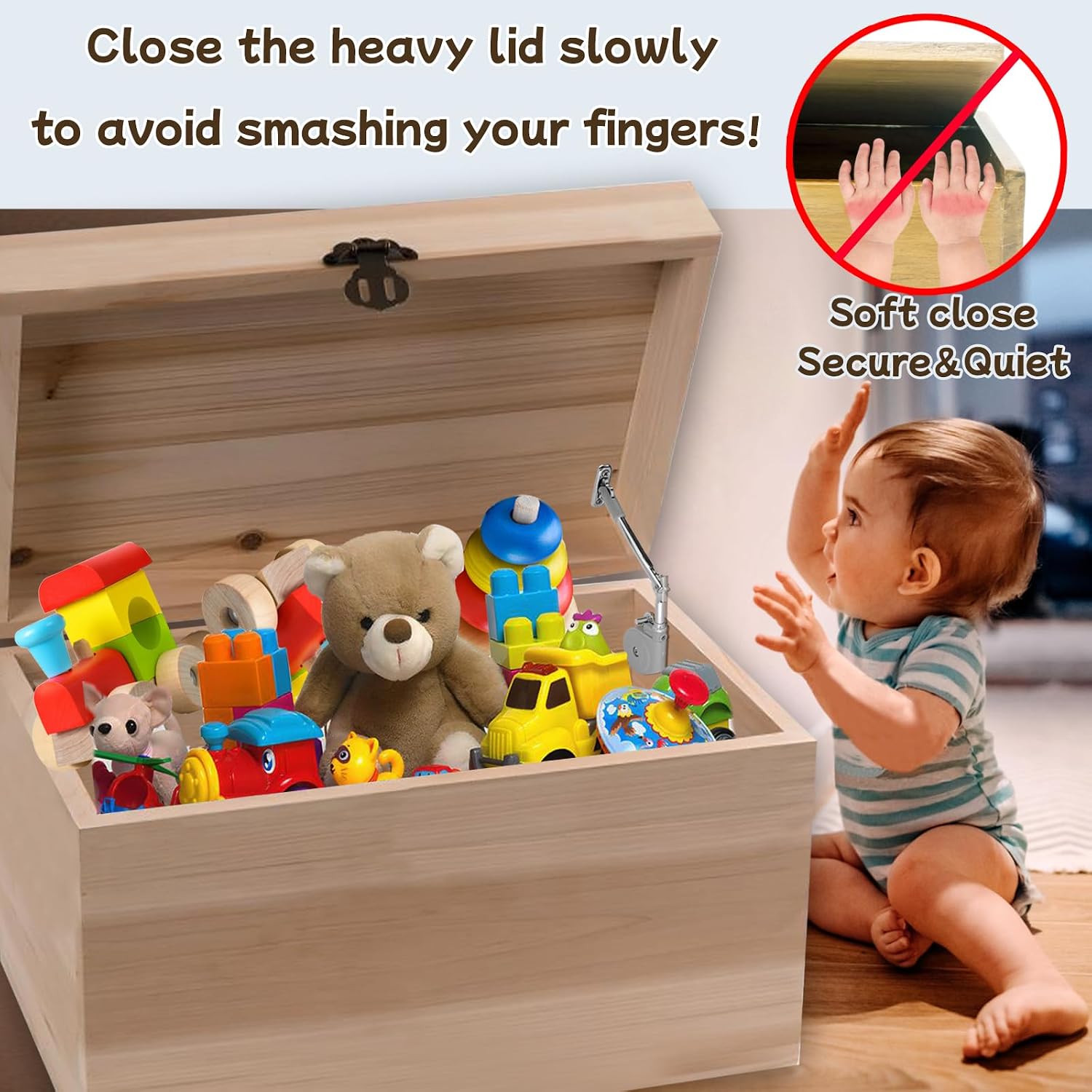 2 Pack Adjustable Soft Close Chest Lid Hinges