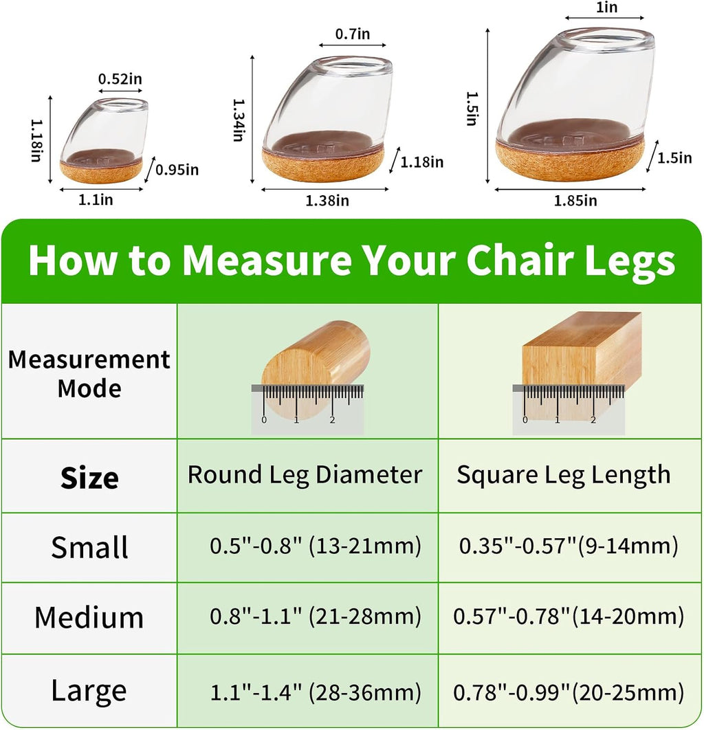 24pcs Clear Slanted Leg Silicone Felt Chair Leg Protectors