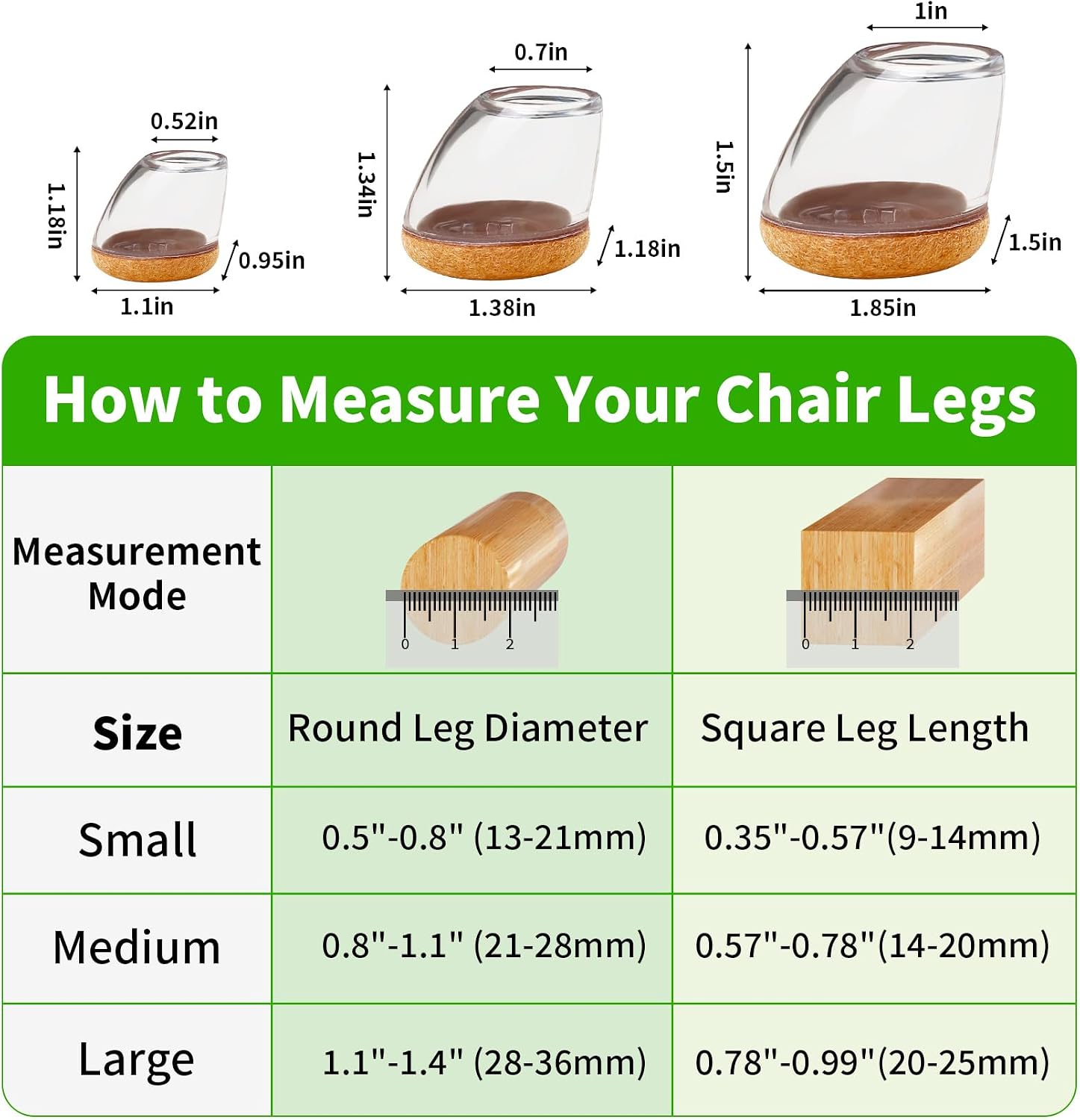 24pcs Clear Slanted Leg Silicone Felt Chair Leg Protectors
