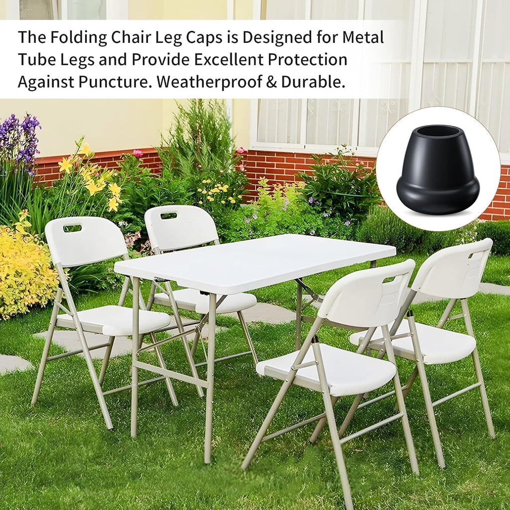 24Pcs Black 0.75" Round Rubber Chair Leg Caps