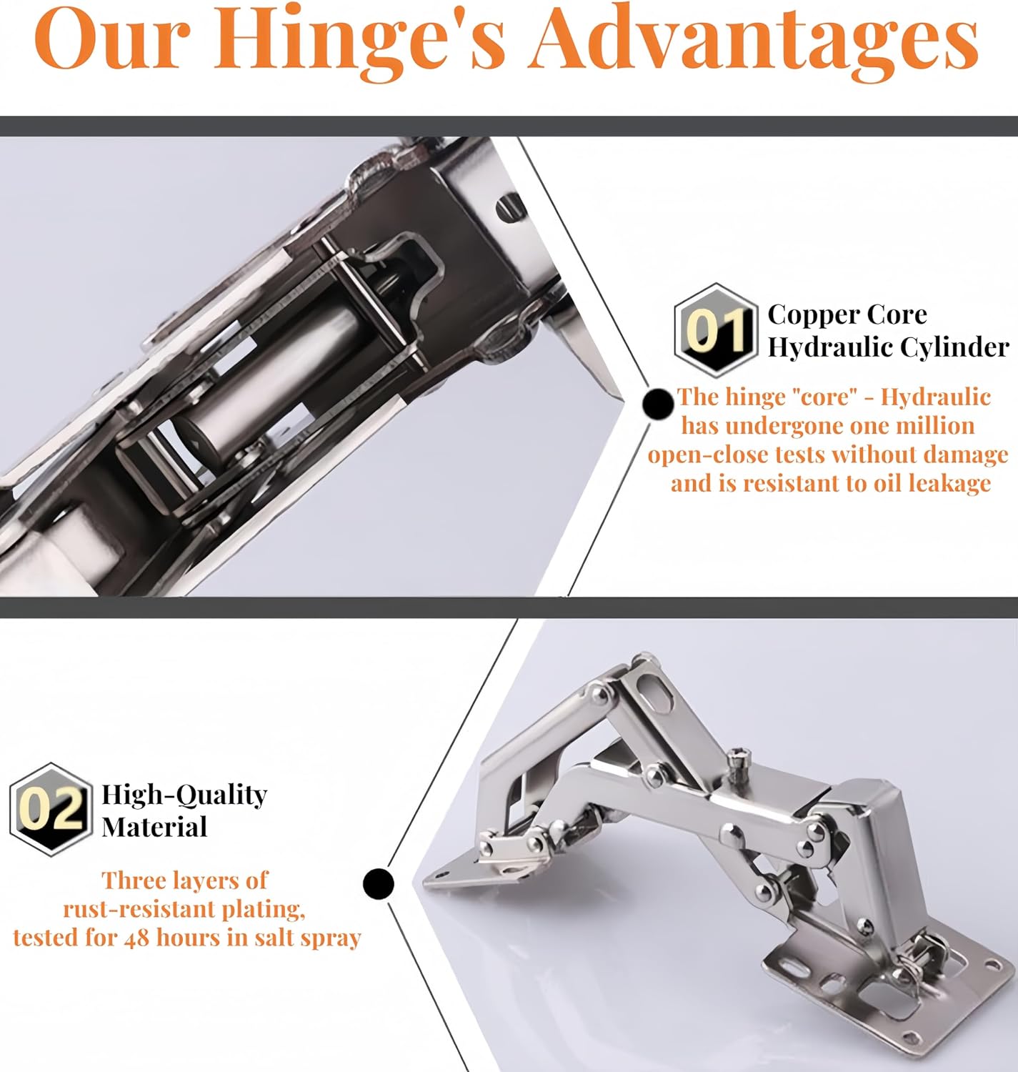 2 Pair 175° Wide Opening Soft Close Concealed Cabinet Hinges