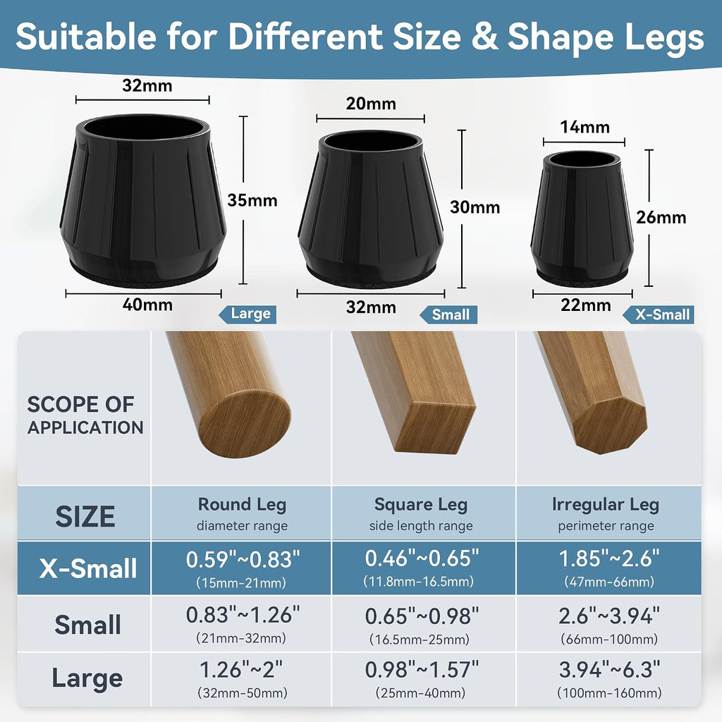24PCS Extra Small Silicone Chair Leg Floor Protectors