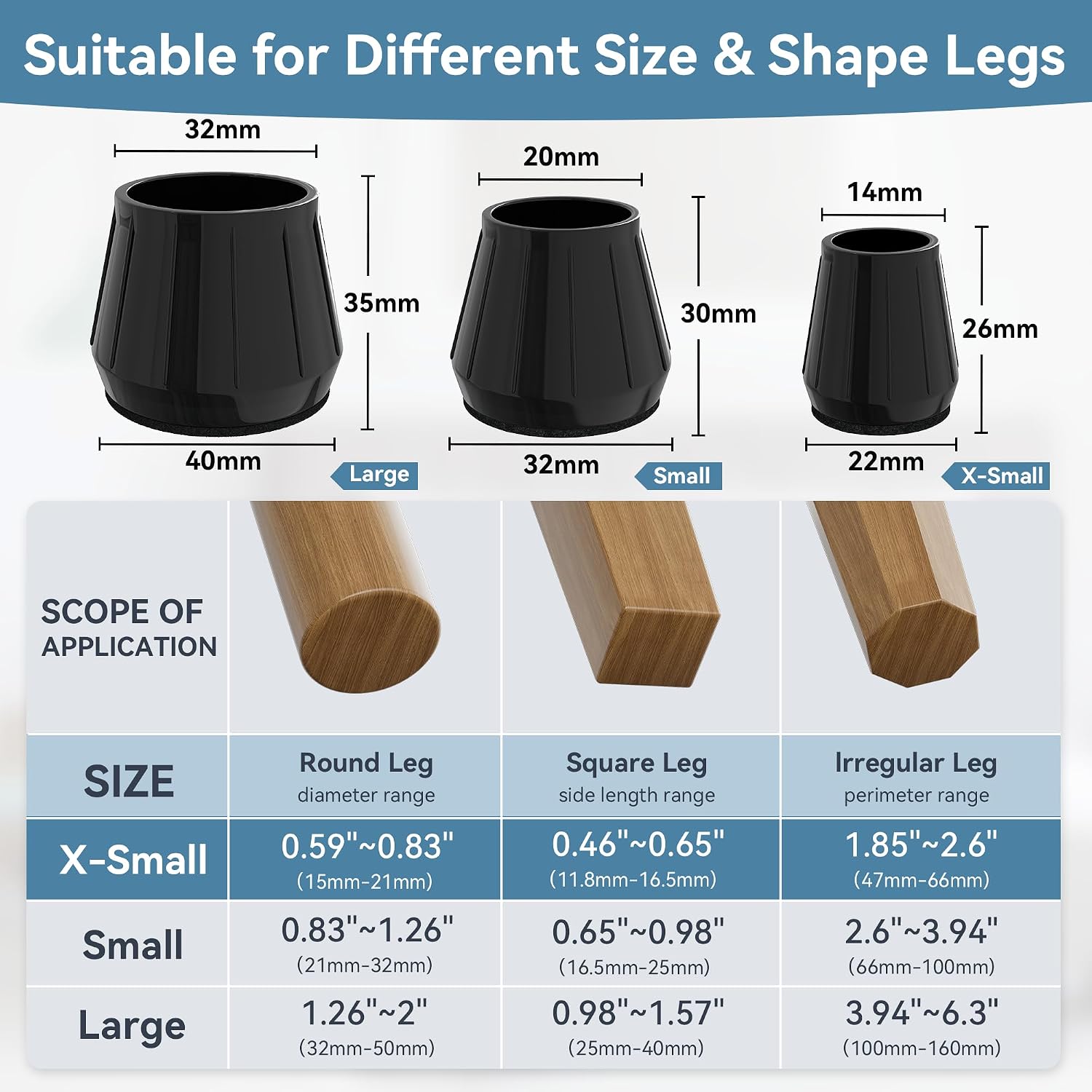 24PCS Extra Small Silicone Chair Leg Floor Protectors