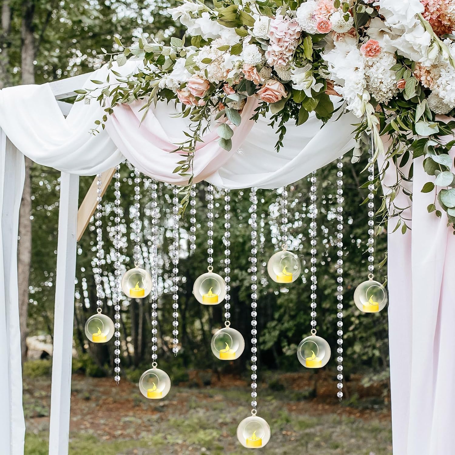 100 Crystal Bead Glass Globe Candle Holders