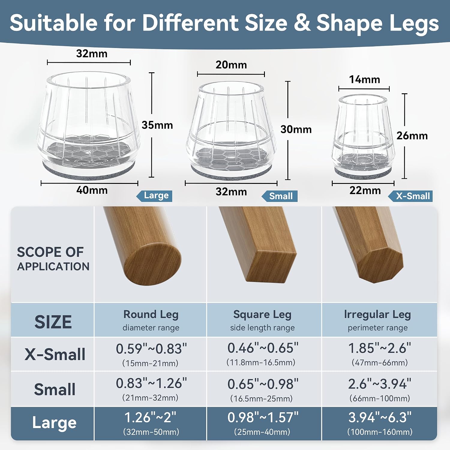 24PCS Thickened Rubber Chair Leg Floor Protectors