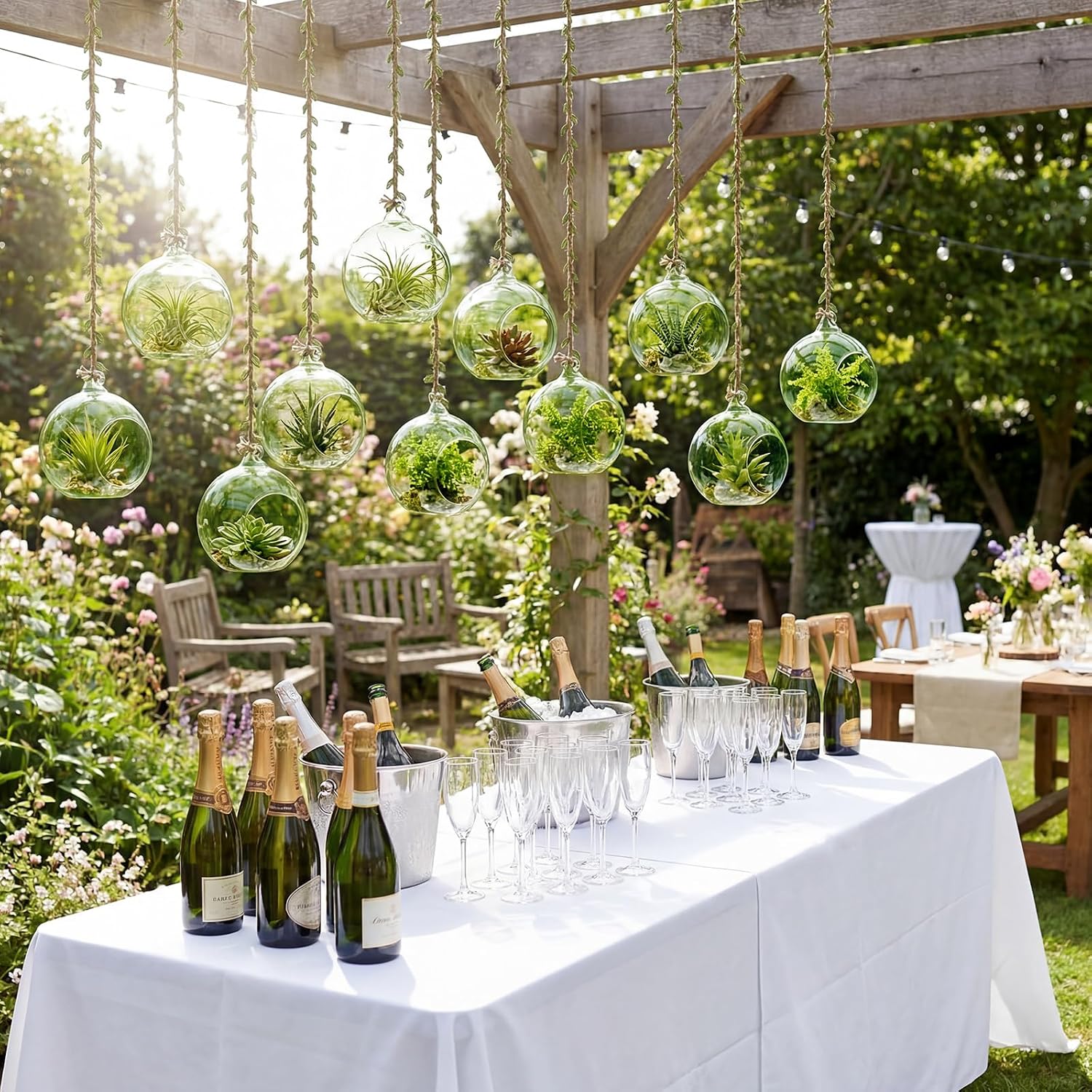 13 Green Leaf Vine Glass Orb Holders