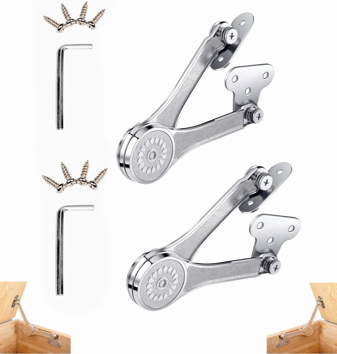 2 Pack Adjustable Soft Close Toy Box Chest Lid Hinges