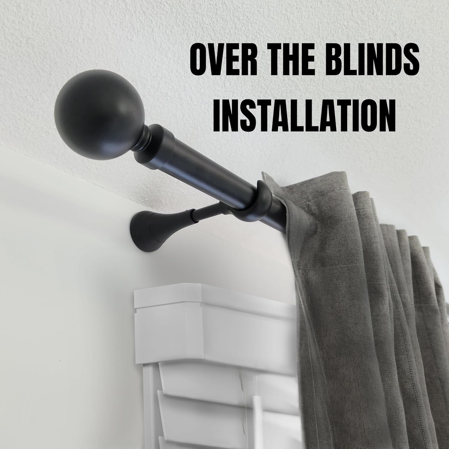 2pcs Black Extended Heavy Duty Curtain Rod Brackets
