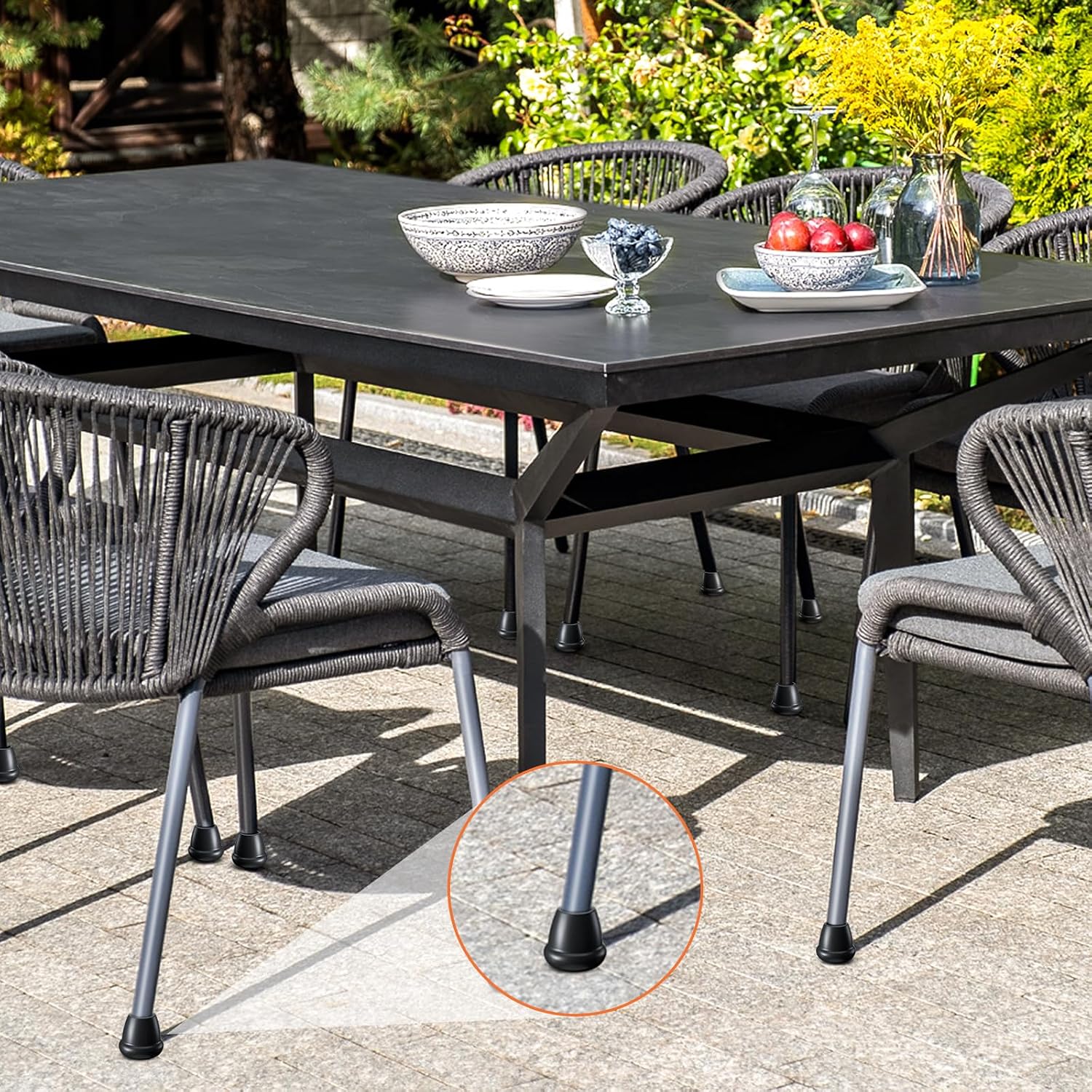 24Pcs Black 0.75" Round Rubber Chair Leg Caps