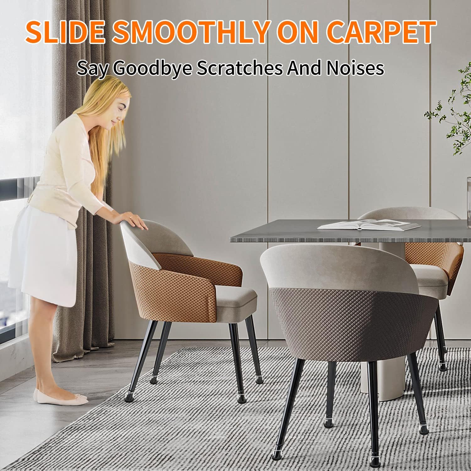 24pcs Round Teflon Carpet Furniture Chair Sliders