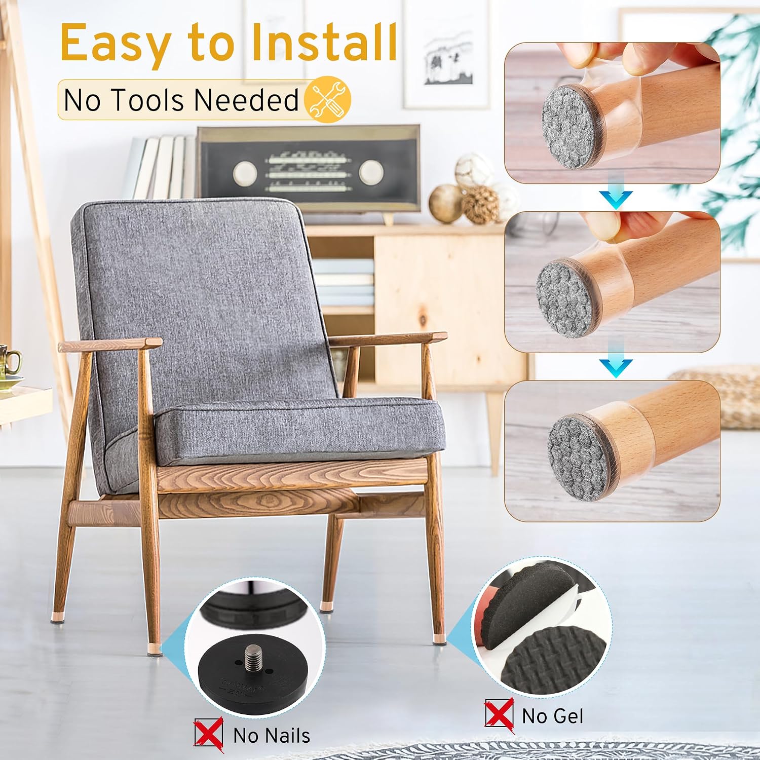 24PCS Round Silicone Felt Chair Leg Floor Protectors