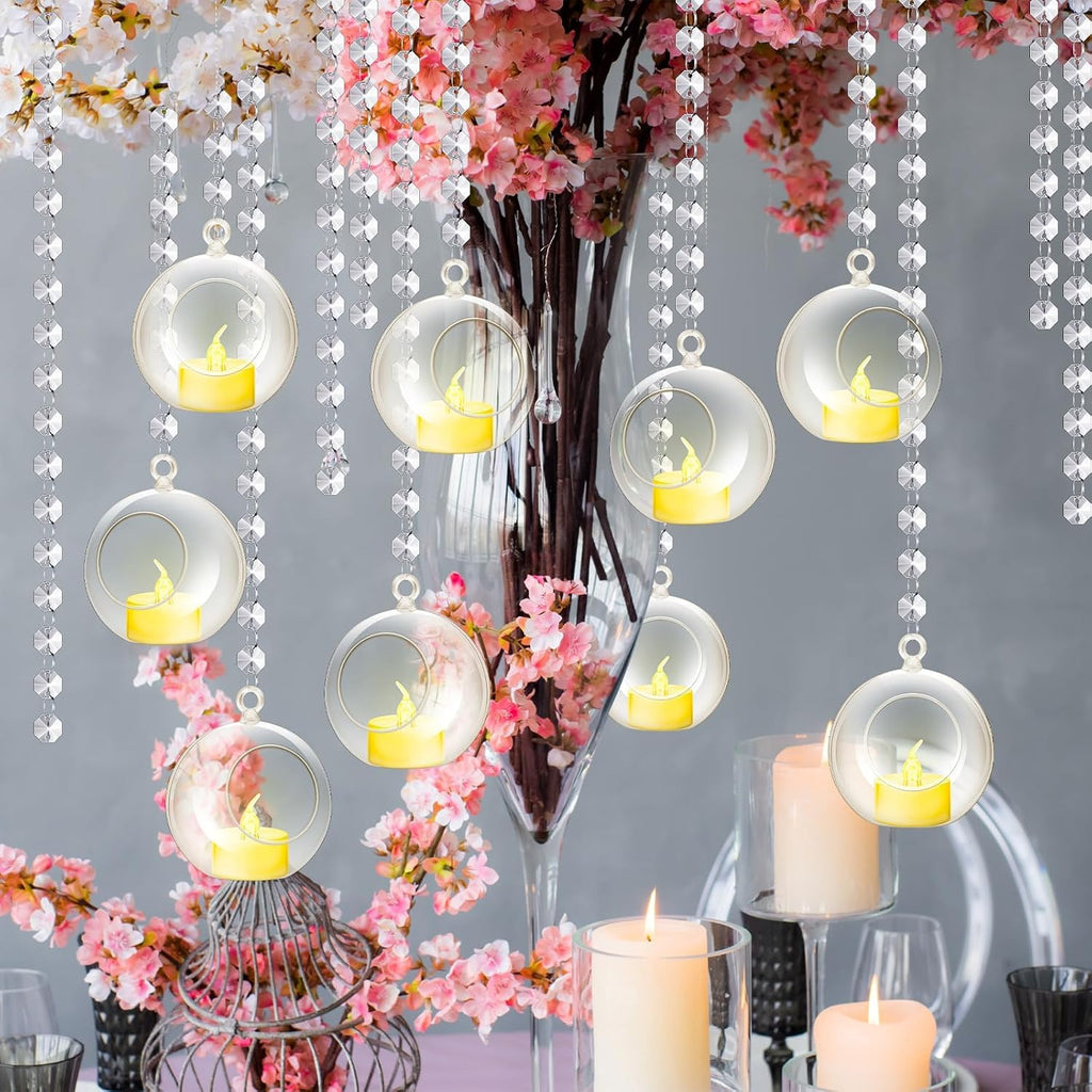 100 Crystal Bead Glass Globe Candle Holders