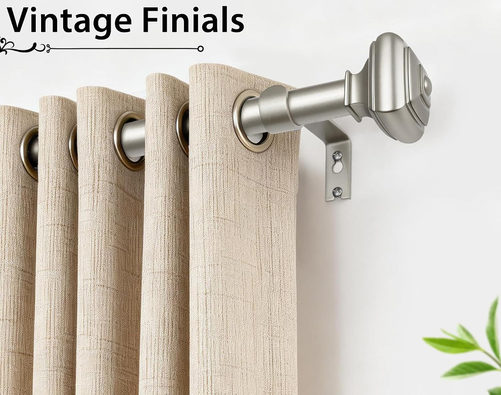 32-58 Inch Antique Silver Adjustable Single Curtain Rod