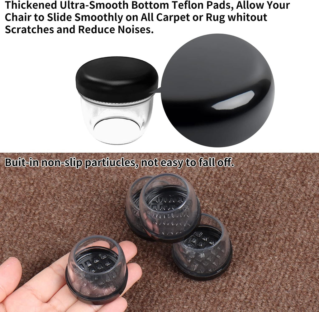 24pcs Round Teflon Carpet Furniture Chair Sliders